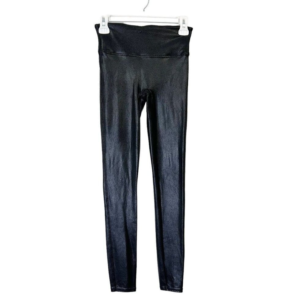 Spanx Faux Leather Leggings‎ Womens Size Small Black High Rise Pebbled